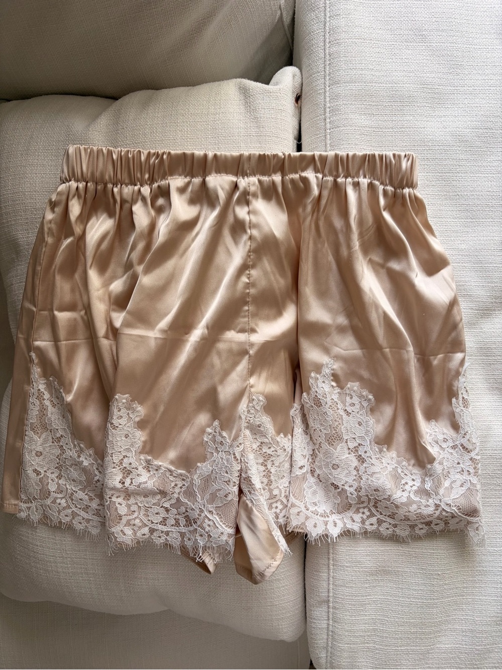 Satin Lace Trim Shorts
